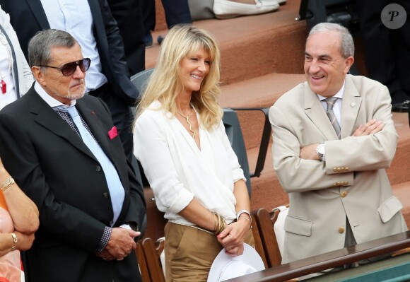 Jean-Claude Camus, sa fille Isabelle et Jean Gachassin à Roland-Garros le 26 mai 2015.