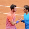 Quentin Halys et Rafael Nadal à Roland-Garros le 26 mai 2015.