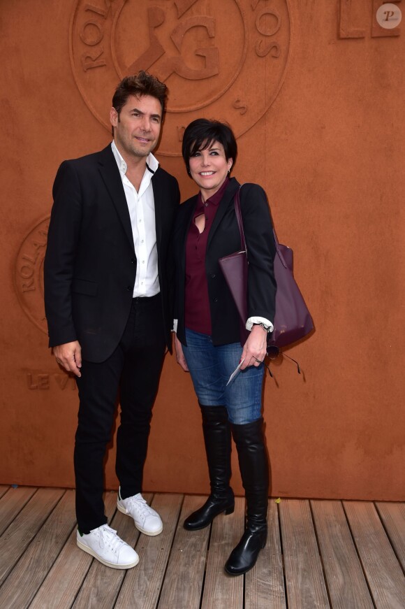 Liane Foly et son producteur, manager Laurent Baron à Roland-Garros le 26 mai 2015.