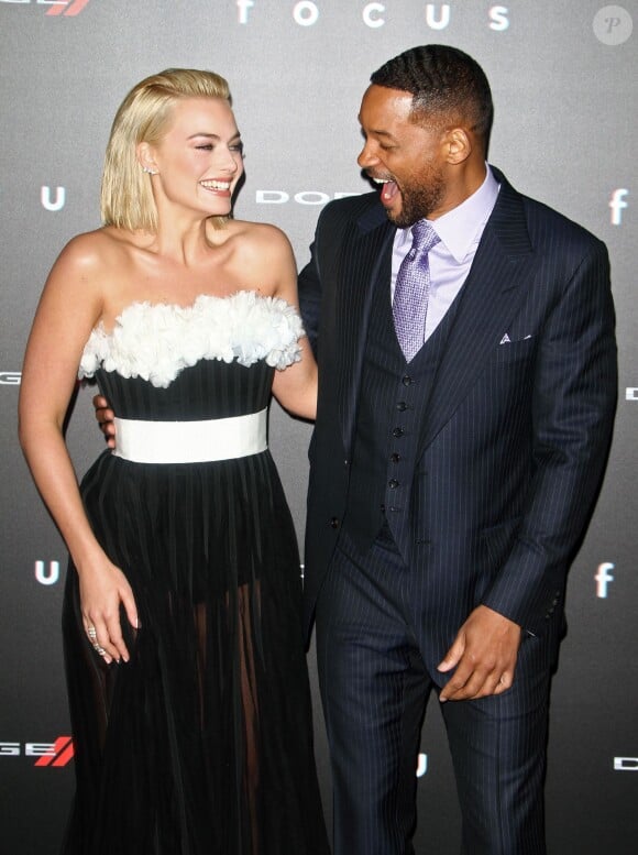 Margot Robbie, Will Smith - Avant-première du film "Focus" à Hollywood, le 24 février 2015.  