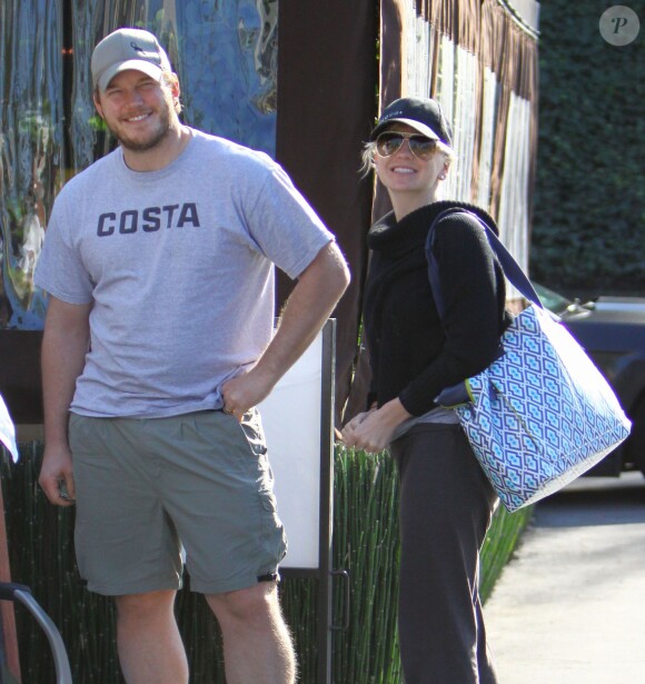 Anna Faris avec son mari Chris Pratt à Studio City, le 23 février 2013