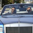 Exclusif - Johnny Hallyday et son ami Maxim Nucci se promènent en Rolls Royce à Beverly Hills, le 21 mai 2015