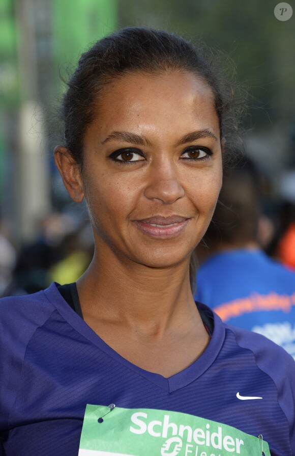 Karine Le Marchand - Départ du marathon de Paris le 6 avril, 2014.