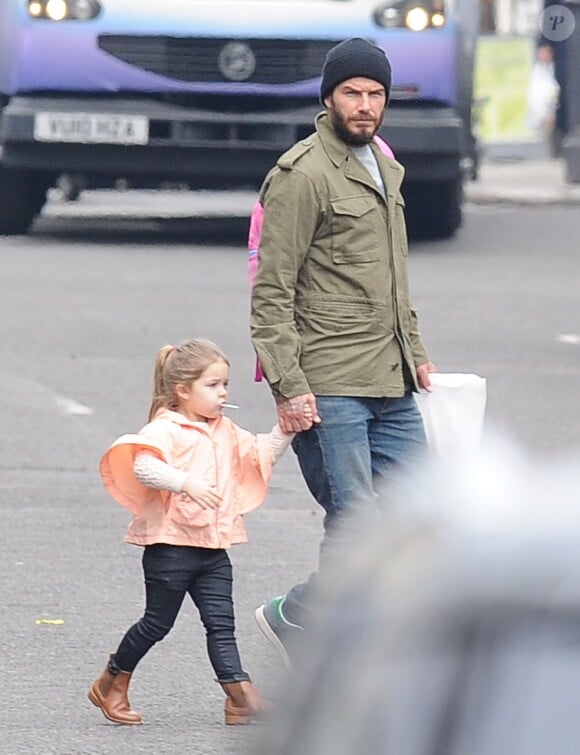 Exclusif - David Beckham et sa fille Harper à Londres le 19 mars 2015