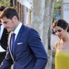 Iker Casillas et sa compagne Sara Carbonero à Tolède (Espagne), le 6 juin 2015. Le footballeur et la journaliste sportive assistaient au mariage de la cousine de cette dernière.