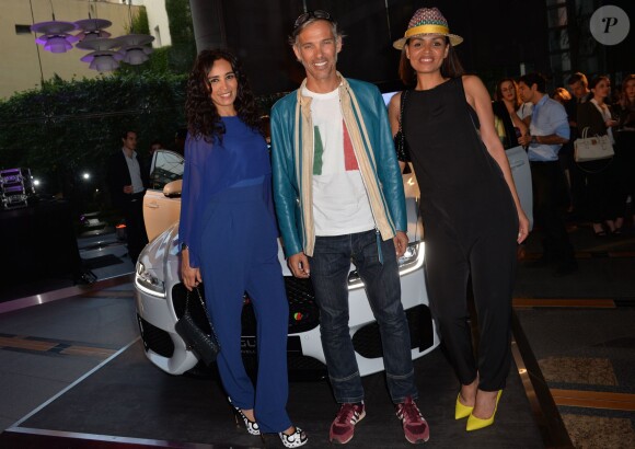 Exclusif - Aïda Touihri, Paul Belmondo et Laurence Roustandjee - Présentation de la nouvelle Jaguar XF à l'Atrium de la banque 1818 à Paris, le 9 juin 2015.