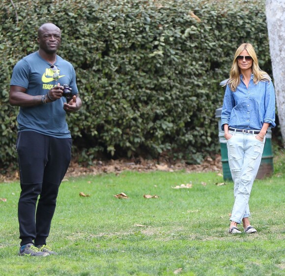 Seal et Heidi Klum assitent à un match de football de leurs enfants à Los Angeles Le 07 février 2015