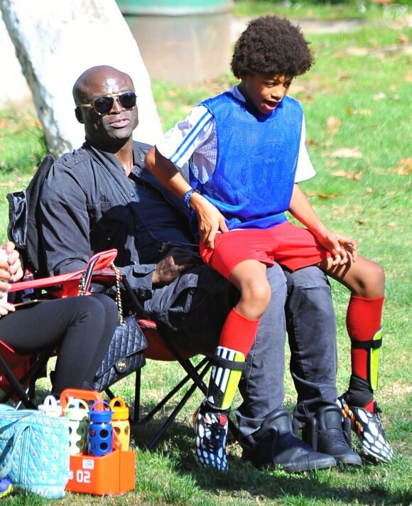 Seal assiste au match de football de ses enfants Leni, Henry et Johan à Los Angeles Le 31 Janvier 2015 