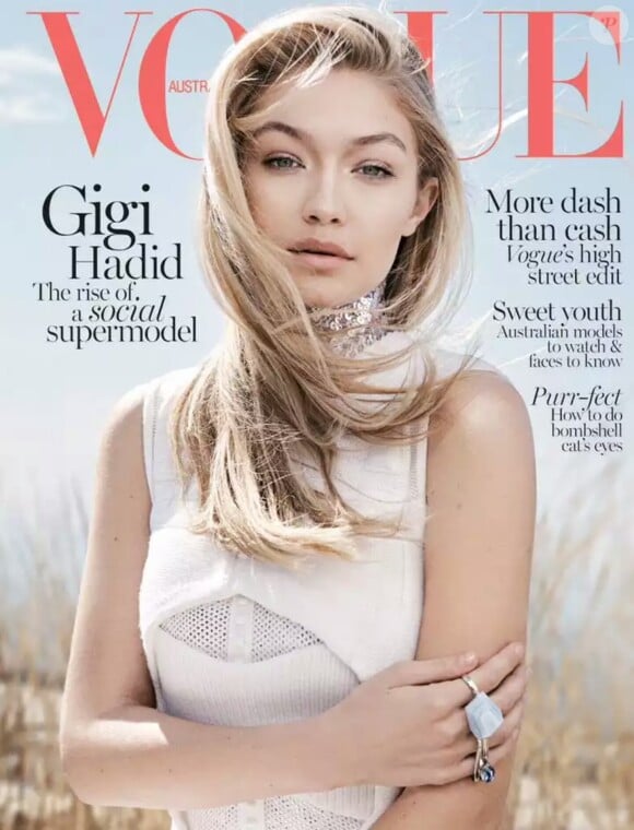 Gigi Hadid en couverture du magazine Vogue Australie (Juin 2015). Le 27 mai 2015.