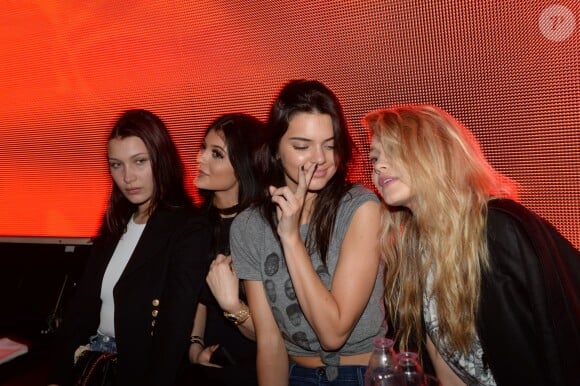 Exclusif - Bella Hadid, Hayley Baldwin, Kendall Jenner, Gigi Hadid Hayley assistent au concert du rappeur Tyga en concert au Vip Room à Monaco, le 24 mai 2015. 