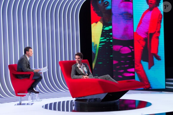 Exclusif - Enregistrement de l'émission Le Divan présentée par Marc-Olivier Fogiel avec Mika en invité, le 10 avril 2015.