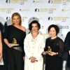 Martyna Wojciechowska a reçu une nymph dans la catégorie Best Society Documentary. Elle pose avec Bianca Jagger présidente du Jury - Cérémonie de remise des prix des Golden Nymph Awards lors du 55ème Festival de Télévision de Monte Carlo le 18 juin 2015. 