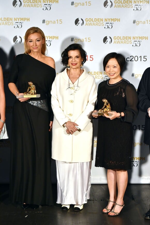 Martyna Wojciechowska a reçu une nymph dans la catégorie Best Society Documentary. Elle pose avec Bianca Jagger présidente du Jury - Cérémonie de remise des prix des Golden Nymph Awards lors du 55ème Festival de Télévision de Monte Carlo le 18 juin 2015. 