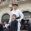 Michel Polnareff et son fils Louka - Inauguration de la place Michel Polnareff et ouverture de l'exposition au MuPop (Musée des musiques populaires) qui lui consacre une rétrospective - Montluçon le 20 juin 2015