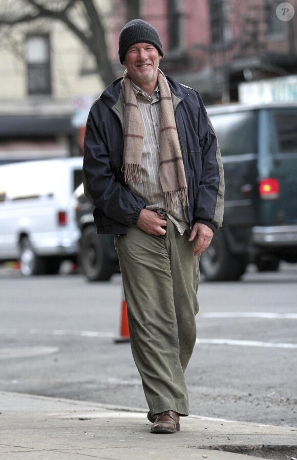 Richard Gere sur le tournage du film Time Out of Mind à New York le 17 avril 2014