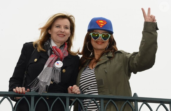 Valérie Trierweiler et Laam - Lancement de la campagne "Vacances d'été 2015" du Secours Populaire à Disneyland Paris. Le 16 mai 2015 