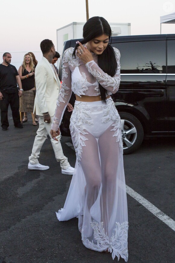 Tyga et Kylie Jenner arrivent sur le yacht de la soirée du Daily Mail, dans le cadre du festival Cannes Lions. Cannes, le 24 juin 2015.