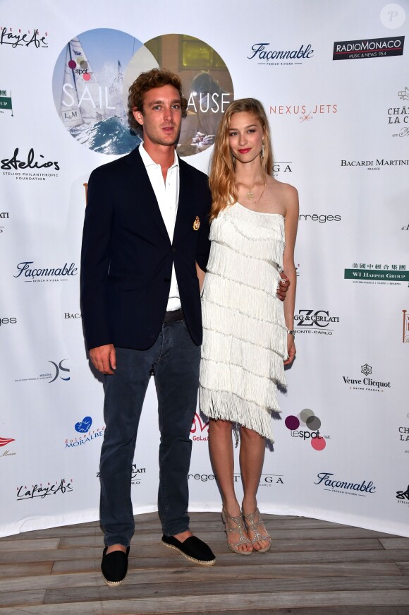 Pierre Casiraghi, le fils de la Princesse Caroline de Hanovre, et sa fiancée Béatrice Borromeo participent à la soirée de "Sail for a Cause", une journée caritative co-organisée par Leticia de Massy et le réseau féminin LeSpot.net au Yacht Club de Monaco le samedi 6 juin 2015.