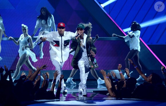 Chris Brown et Tyga lors de la 15ème édition des BET Awards au Microsoft Theater de Los Angeles, le 28 juin 2015.