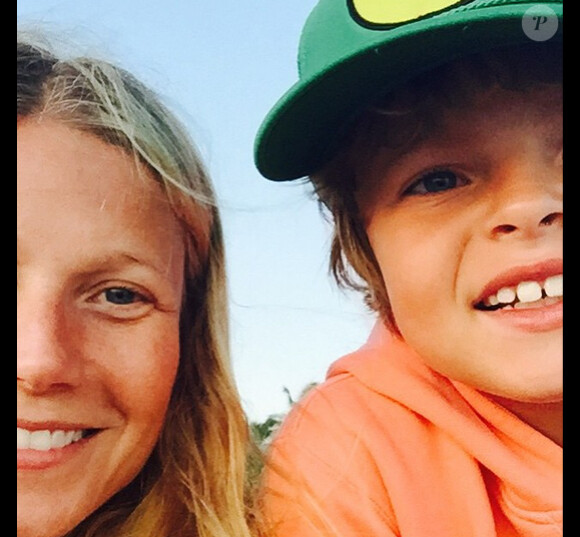 Gwyneth Paltrow avec son fils Moses sur Instagram, le 9 avril 2015