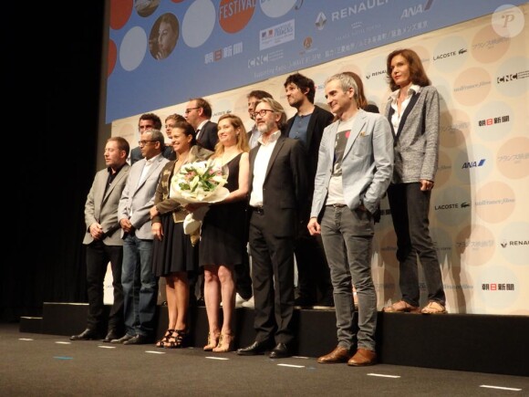 Les comédiens et réalisateurs sur le podium lors du 23e festival du film français au Japon d'UniFrance, (Tokyo, juin 2015)