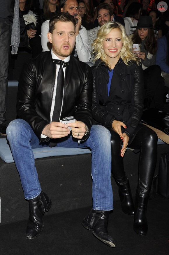 Michael Bublé et sa femme Luisana Lopilato au défilé David Delfin à Madrid le 8 février 2015 