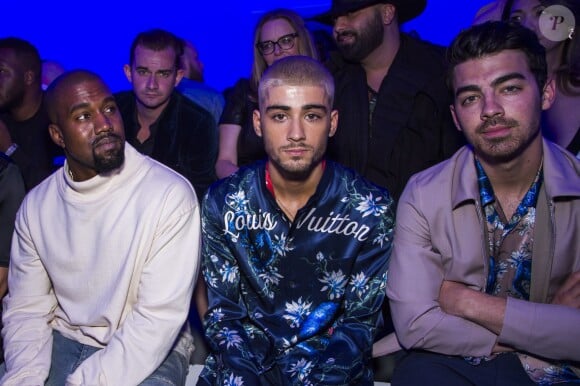 Kanye West, Zayn Malik et Joe Jonas - People au défilé de mode hommes Louis Vuitton collection prêt-à-porter Printemps-Eté 2016 à la Serre du Parc André Citroën à Paris, le 25 juin 2015 
