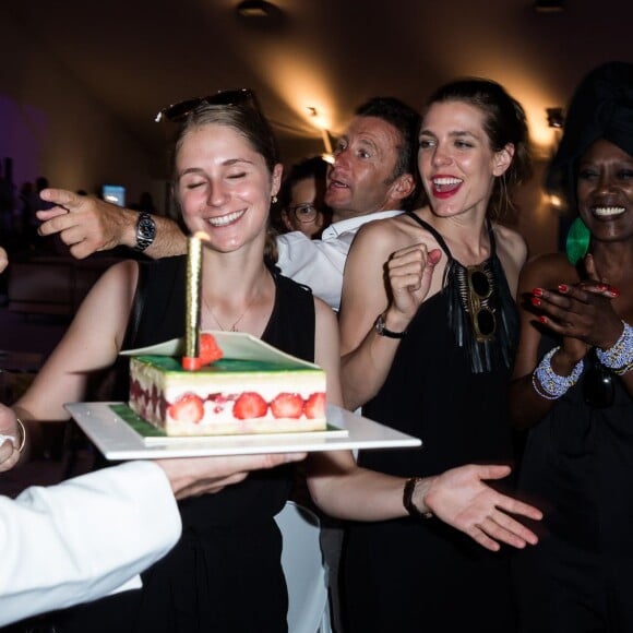 Exclusif - Electra Niarchos, Charlotte Casiraghi et Khadja Nin - Soirée lors du Paris Eiffel Jumping au Champs-de-Mars, étape du Longines Global Champions Tour, durant laquelle était fêté le 20e anniversaire d'Electra Niarchos (20 ans). À Paris, le 4 juillet 2015.