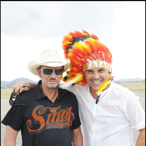 EXCLUSIF - JOHNNY HALLYDAY EST INVITE PAR CHRISTIAN AUDIGIER A SANTA FE POUR ESSAYER SA NOUVELLE MOTO AVEC DES AMIS 21/06/2008 - Santa Fe