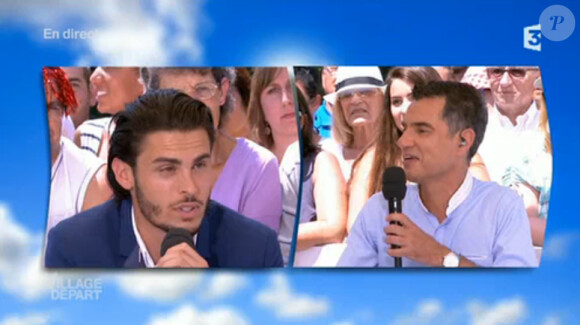 Baptiste Giabiconi reçu dans Village départ sur France 3, le 15 juillet 2015