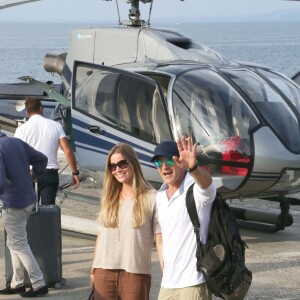 Antonio Banderas et sa compagne Nicole Kimpel arrivent à Ischia pour le Global Film & Music Festival le 13 juillet 2015.