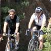 Nicolas Sarkozy et son fils Jean à vélo sur les routes autour du Cap Nègre, le 5 août 2010.
