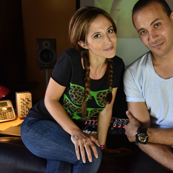 Exclusif - Fabienne Carat et Merwan Rim enregistrent leurs voix sur le nouveau film d'animation "Worms" aux Studios de Boulogne-Billancourt le 16 juillet 2015.