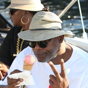 Samuel L. Jackson sur le port de Saint-Tropez, le 19 juillet 2015