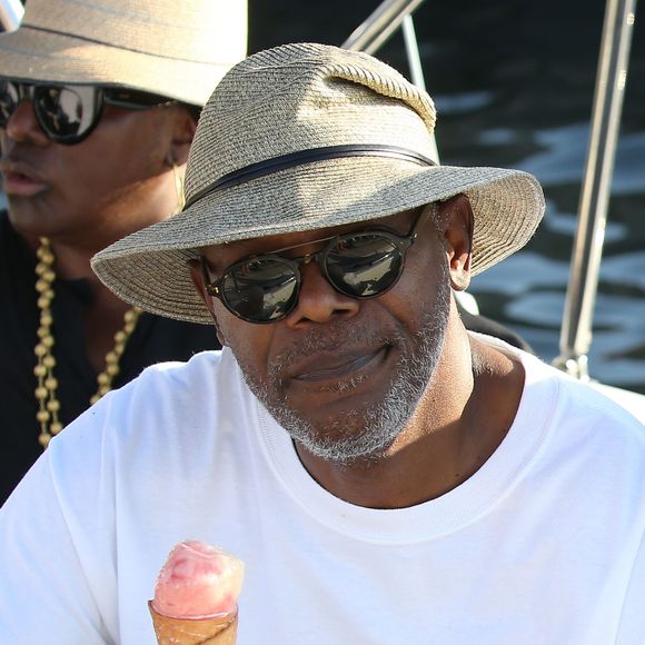 Samuel L. Jackson sur le port de Saint-Tropez, le 19 juillet 2015