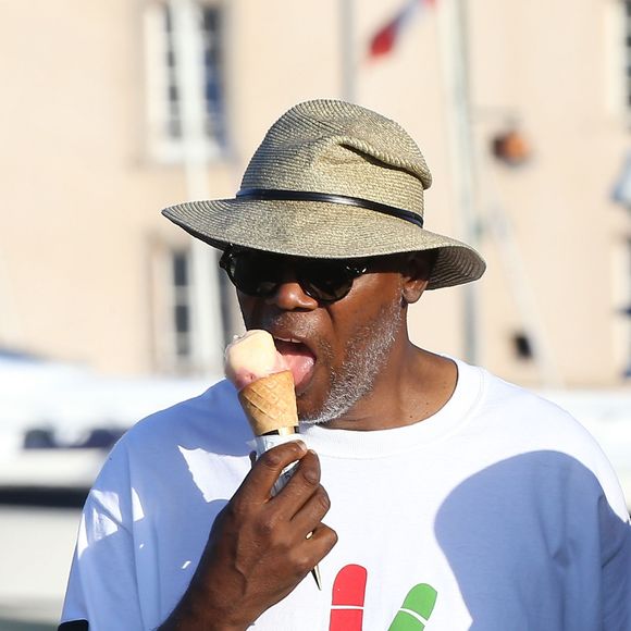 Samuel L. Jackson sur le port de Saint-Tropez, le 19 juillet 2015