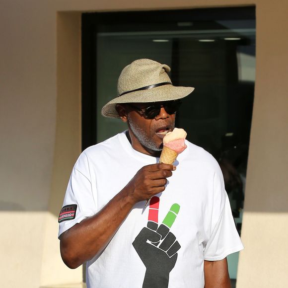 Samuel L. Jackson sur le port de Saint-Tropez, le 19 juillet 2015
