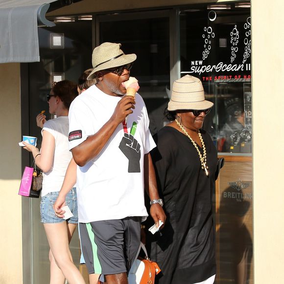 Samuel L. Jackson et sa femme Latanya Richardson sur le port de Saint-Tropez, le 19 juillet 2015