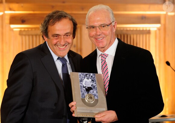 Franz Beckenbauer et Michel Platini, au Suedtiroler Stuben de Munich, le 27 février 2013