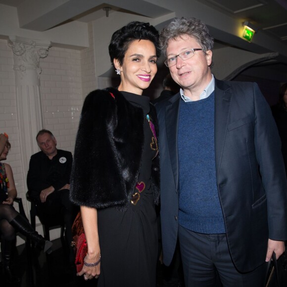 Henri Seydoux et Farida Khelfa à la maison Jean Paul Gaultier pour la présentation du Projet Iccarre à Paris, le 1er décembre 2014ris