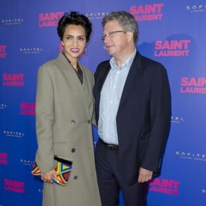 Farida Khelfa et son mari Henri Seydoux à l'avant-première du film "Saint Laurent" au Centre Georges Pompidou à Paris le 23 septembre 2014