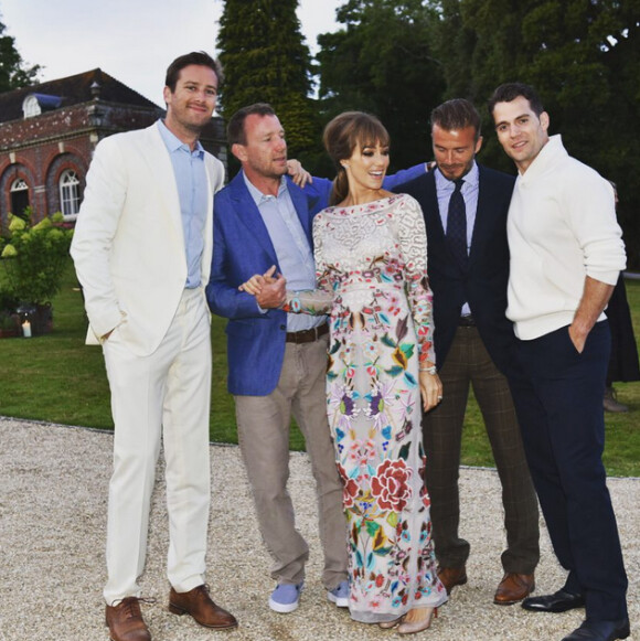 Armie Hammer, Guy Ritchie et sa femme, David Beckham et Henry Cavill - Mariage de Guy Ritchie et Jacqui Ainsley (photo postée le 3 août 2015)