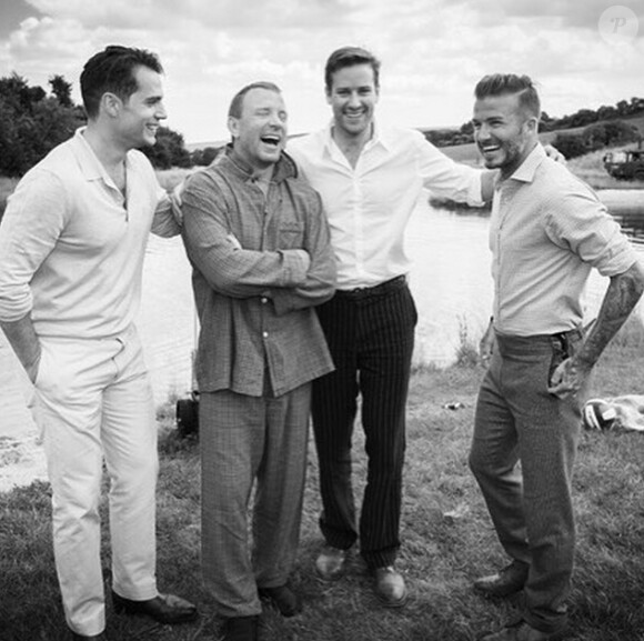 Henry Cavill, Guy Ritchie, Armie Hammer et David Beckham - Mariage de Guy Ritchie et Jacqui Ainsley (photo postée le 1er août 2015)