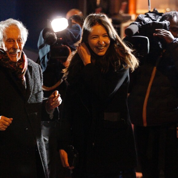 Jean Rochefort et sa fille Clémence - Sorties de la 40e cérémonie des César au théâtre du Châtelet à Paris le 20 février 2015