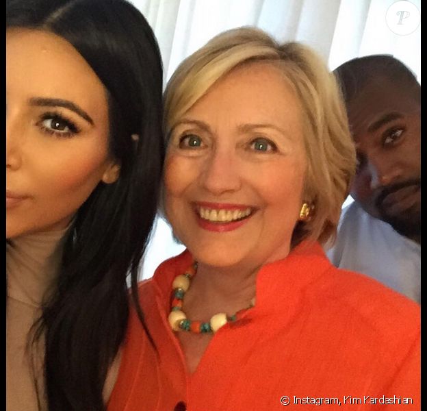 Kim Kardashian, Hillary Clinton et Kanye West à Los Angeles. Photo publiée le 6 août 2015.