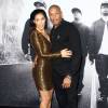 Dr. Dre et sa femme Nicole Young assistent à l'avant-première du film "Straight Outta Compton" au Microsoft Theater. Los Angeles, le 10 août 2015.