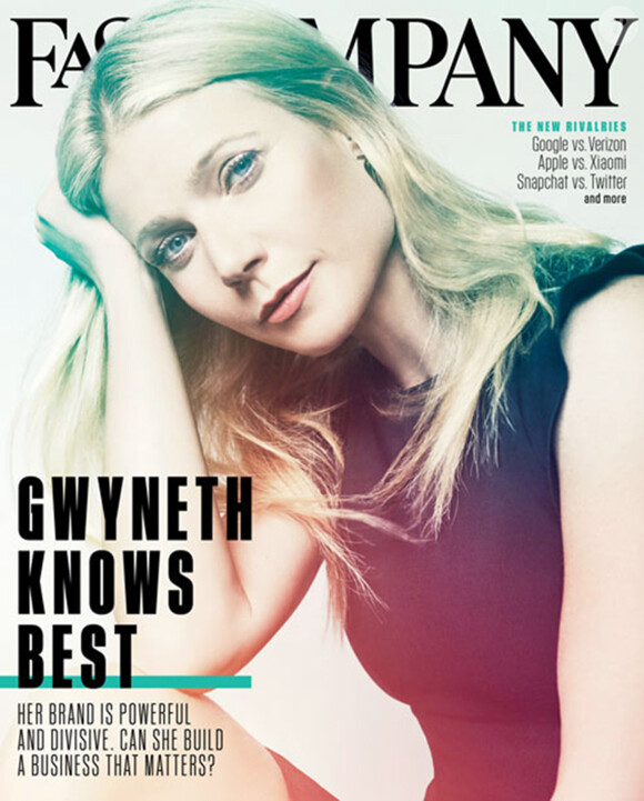 Gwyneth Paltrow pose en couverture du magazine américain "Fast Company". Le 3 août 2015.