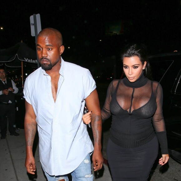 Kim Kardashian et Kanye West arrivent au restaurant The Nice Guy à West Hollywood, Los Angeles, le 9 août 2015