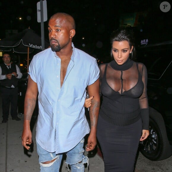 Kim Kardashian et Kanye West arrivent au restaurant The Nice Guy à West Hollywood, Los Angeles, le 9 août 2015