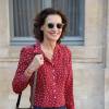 Inès de la Fressange au défilé de mode "Schiaparelli", collection Haute-Couture automne-hiver 2015/2016 à l'hôtel d'Evreux à Paris, le 6 juillet 2015.